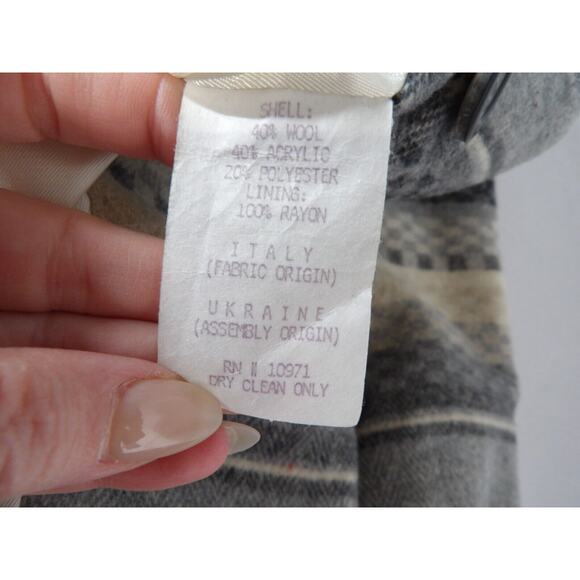 Braeton Small Wool Blazer Jacket Aztec Southwestern Gray Wool Office Career 90s - Picture 7 of 16